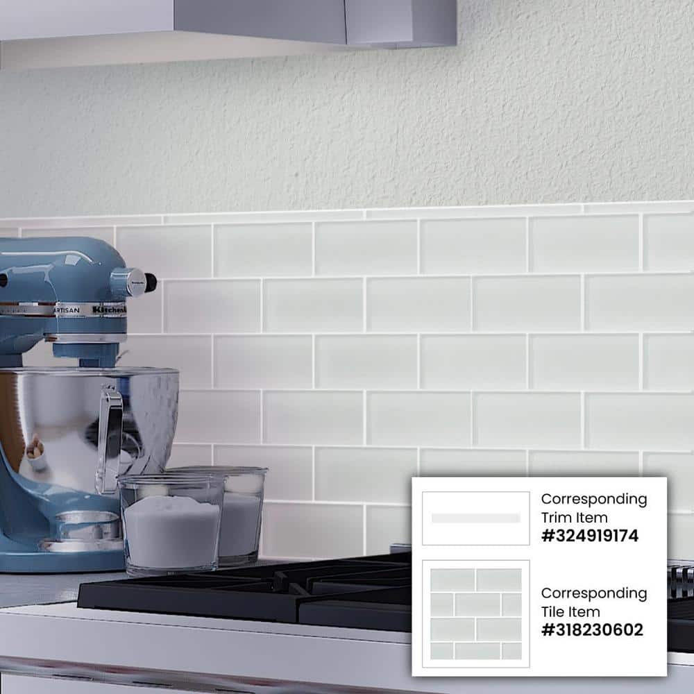 White Glossy Glass Subway Wall Tile 3x6 Inch 40-Pack