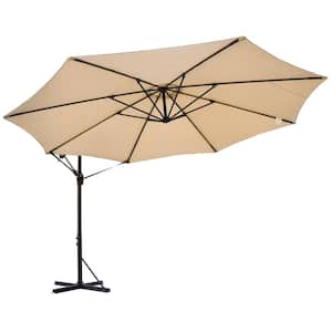 12 ft. Steel Cantilever Offset Outdoor Patio Umbrella with Crank in Beige