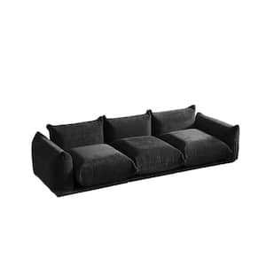 103.9 in. Straight Arm 3-piece Chenille Rectangle Modular Free Combination Sectional Sofa in. Black