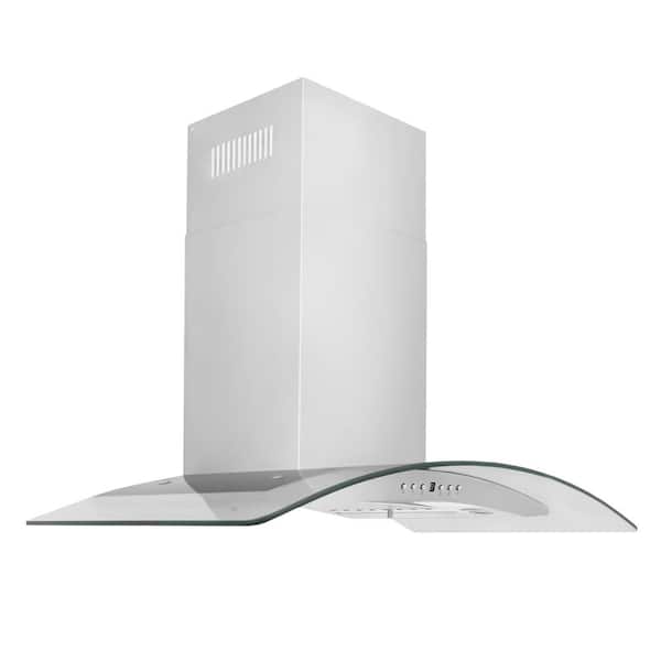 ZLINE Kitchen and Bath 30 in. 400 CFM Convertible Vent Wall Mount Range Hood with Glass Accents in Stainless Steel