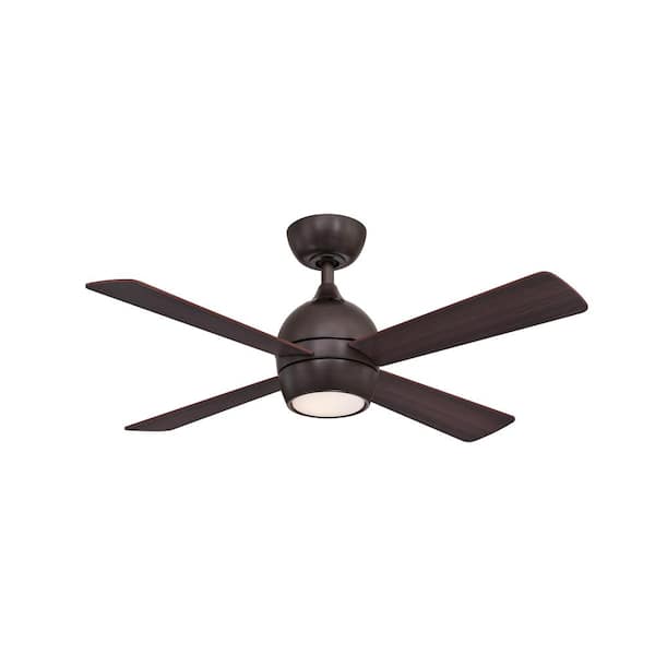 Fanimation Kwad 44 In Integrated Led Dark Bronze Ceiling Fan With Opal Frosted Glass Light Kit And Remote Control Fp7644dz The Home Depot