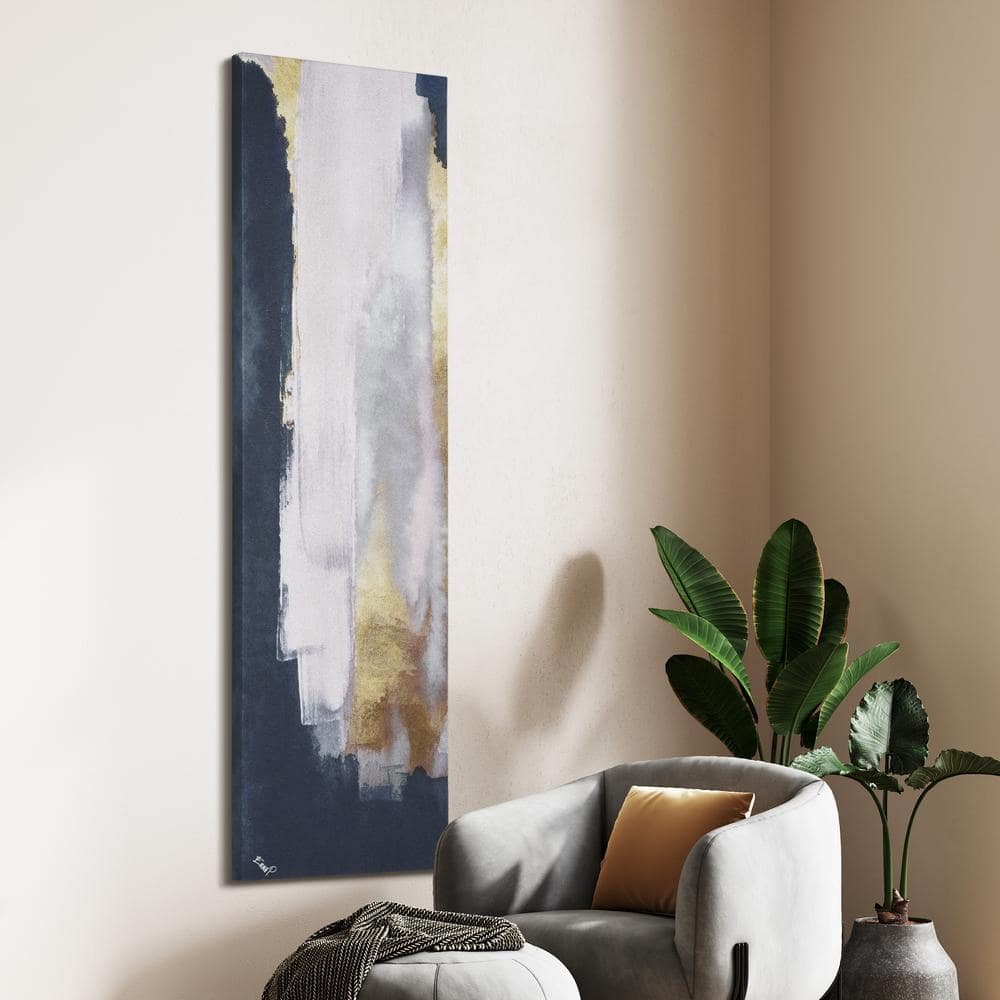 Silver Elegance I Abstract Canvas Wall Art in Blue, Gold, and Silver