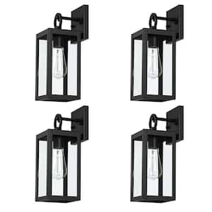 1-Light Industrial Style Metal Matte Black Wall Sconce (4-Pack)