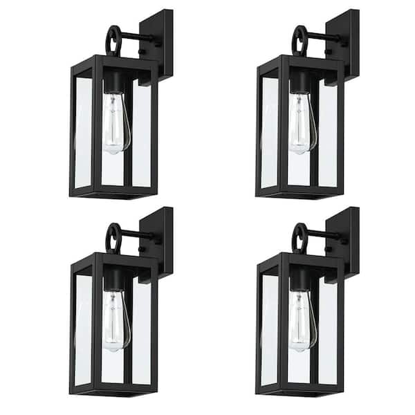 INNOBULE 1-Light Industrial Style Metal Matte Black Wall Sconce (4-Pack)