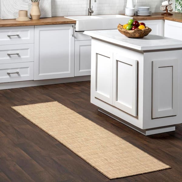 Brown 2 ft. x 10 ft. Dorinda Hazy Solid Outdoor Area Rug