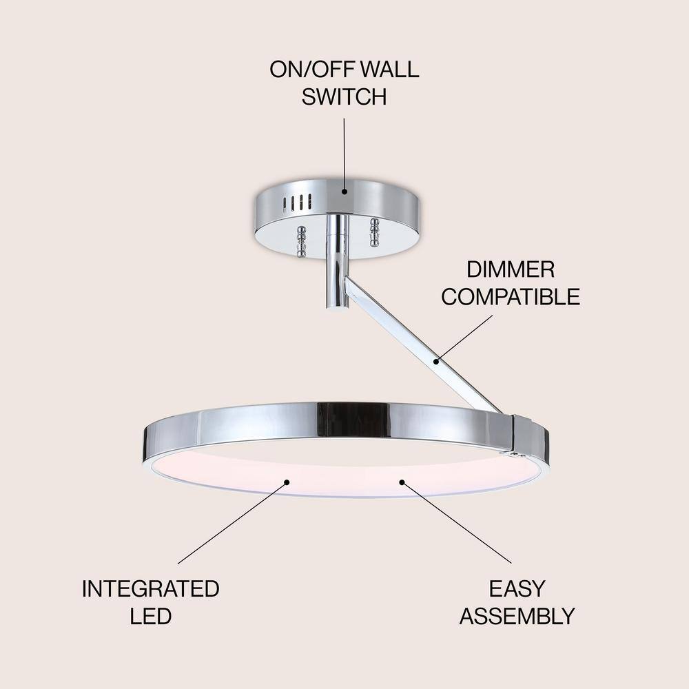 Polished Chrome 17.5" Contemporary LED Flush Mount - White Shade