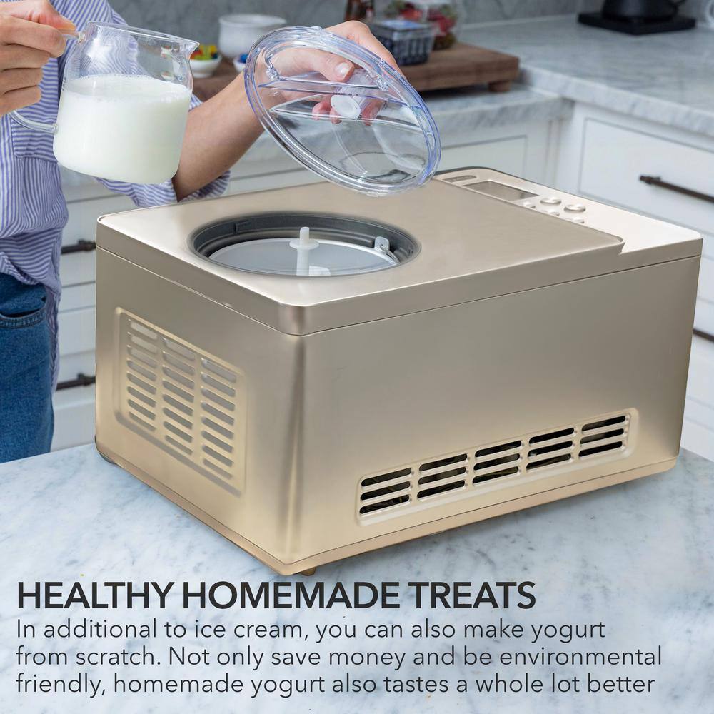 Champagne Gold 2 Quart Automatic Ice Cream and Yogurt Maker