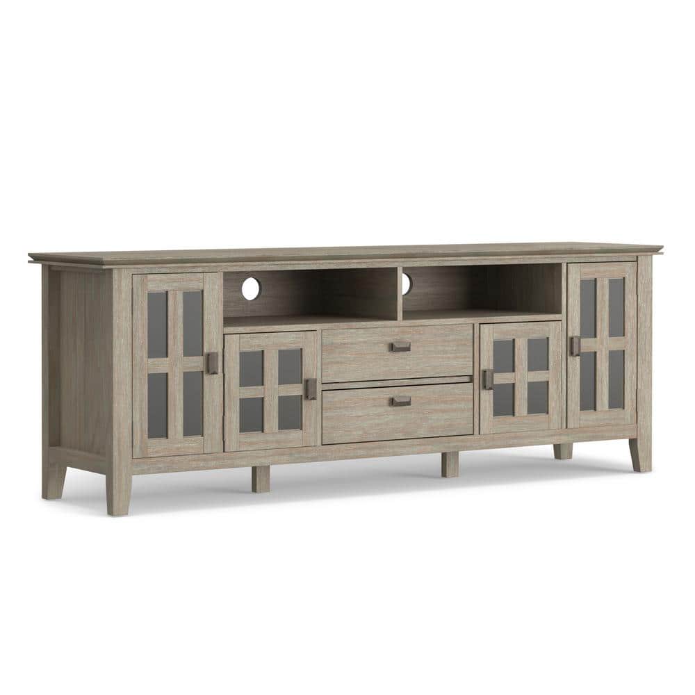 Artisan Distressed Grey Solid Wood 72" TV Media Stand with Cabinet
