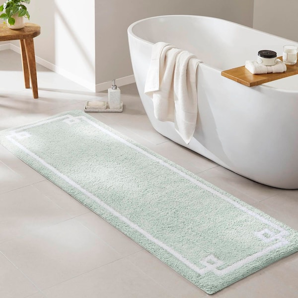 Ethan 24 in. x 72 in. Seafoam Tufted Cotton Runner Bath Rug