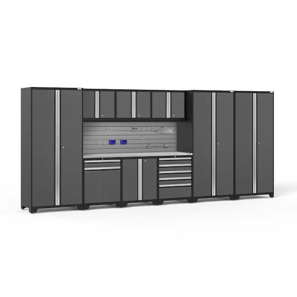 NewAge Products Pro Series 10-Piece 18-Gauge Stainless Steel Garage Storage System in Charcoal Gray (192 in. W x 84.75 in. H x 24 in. D)