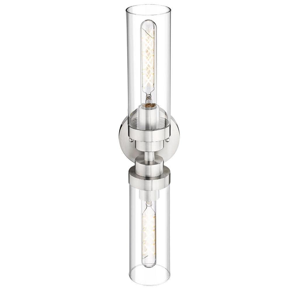 Trending 4.72 in. 2 Light Brushed Nickel Modern Smart Home Wall Sconce with