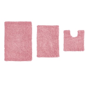 Fantasia Bath Rug 100% Cotton Bath Rugs Set, 3-Pcs Set with Contour, Pink