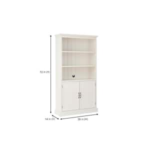 Royce 72 in. Polar Off-White Modular 3-Shelf Bookcase with Adjustable Shelves