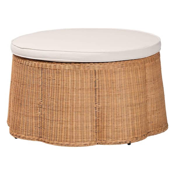 bali & pari Palm Light Honey Rattan and Fabric 32 in. Round
