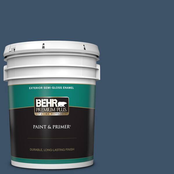 BEHR PREMIUM PLUS 5 gal. Home Decorators Collection #HDC-SM14-7 Midnight Mosaic Semi-Gloss Enamel Exterior Paint & Primer