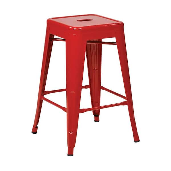 OSP Designs Patterson 24 in. Red Bar Stool (Set of 2)