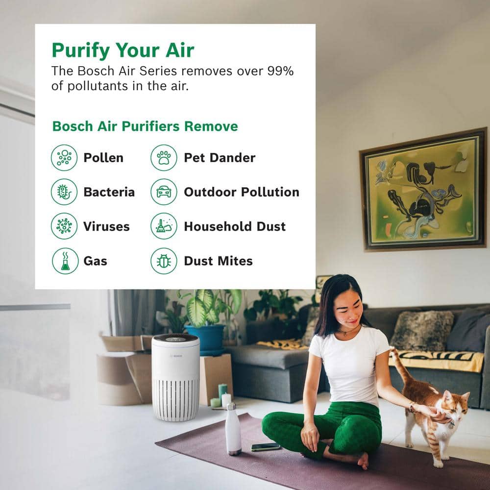 Bosch White HEPA Air Purifier with Odor Absorbing Filter