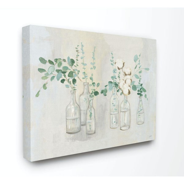 Stupell Industries 36 in. x 48 in. "Flowers And Plants Neutral Grey Green Painting" by Julia Purinton Canvas Wall Art