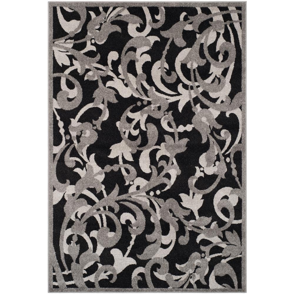 Gray 6' x 9' Stain-Resistant Synthetic Rectangular Rug