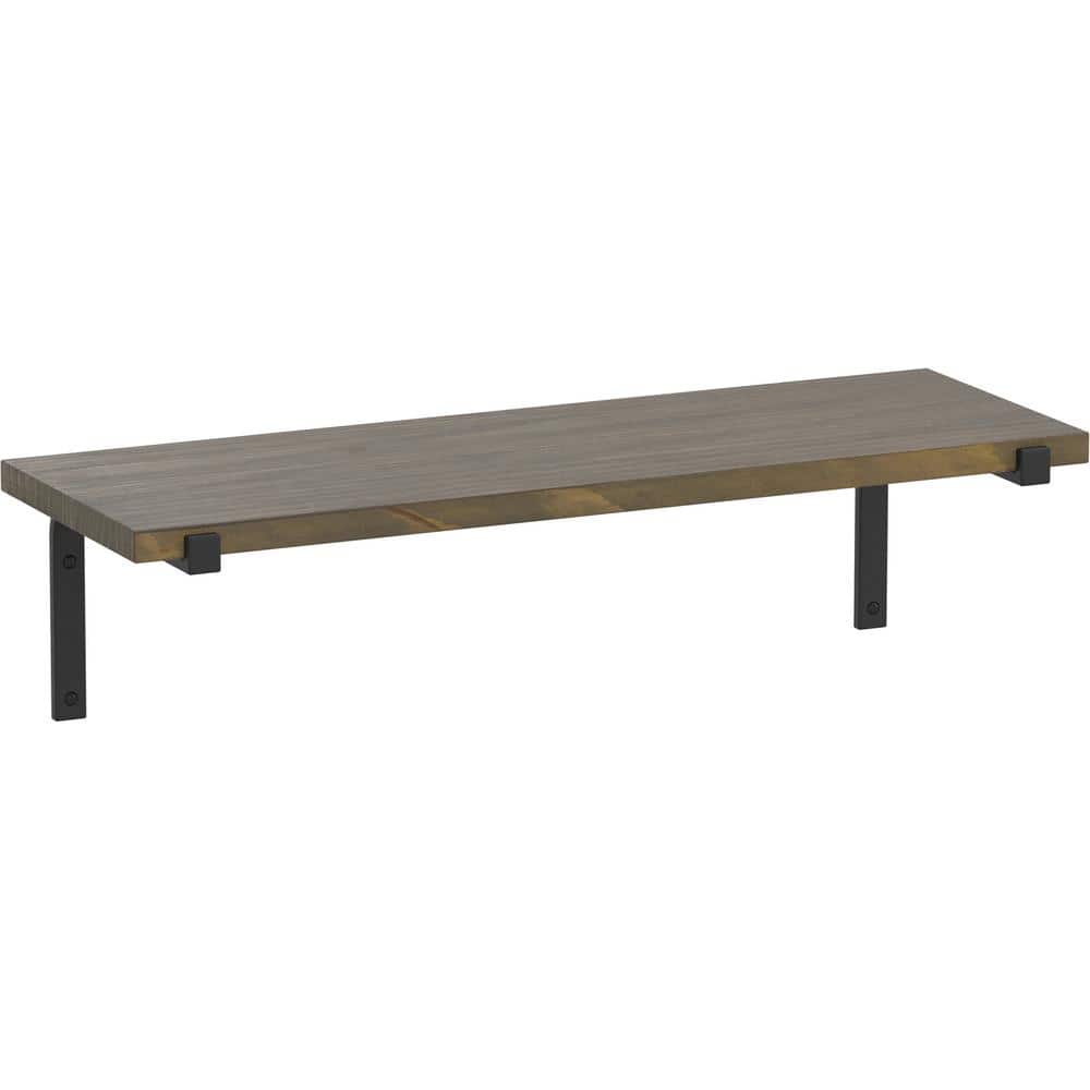 24 in. x 8 in. x 6 in. Medium Stained Solid Pine Decorative Wall Shelf with Matte Black Wraparound Steel Brackets price history on PriceWatchPro