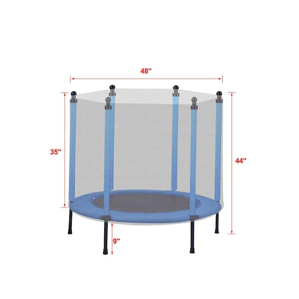 passen Op de kop van Gladys 4 ft. Blue Trampoline for Kids with Safety Enclosure Net, Basketball Hoop  WYB33-2 - The Home Depot