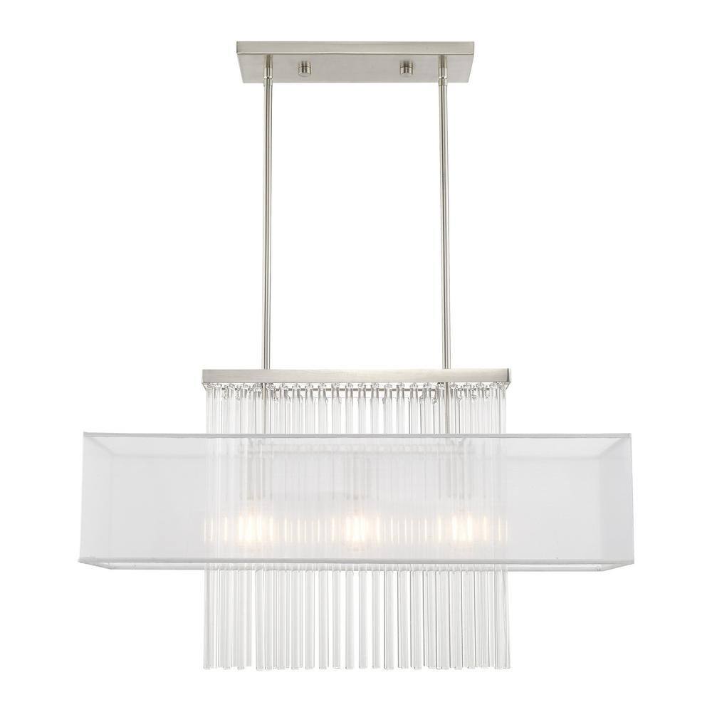 Elegant Alexis 3-Light Brushed Nickel Crystal Chandelier