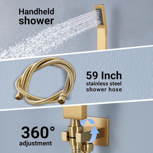 CASAINC Luxury Thermostatic 3-Spray Patterns 20 in. Ceiling Mount