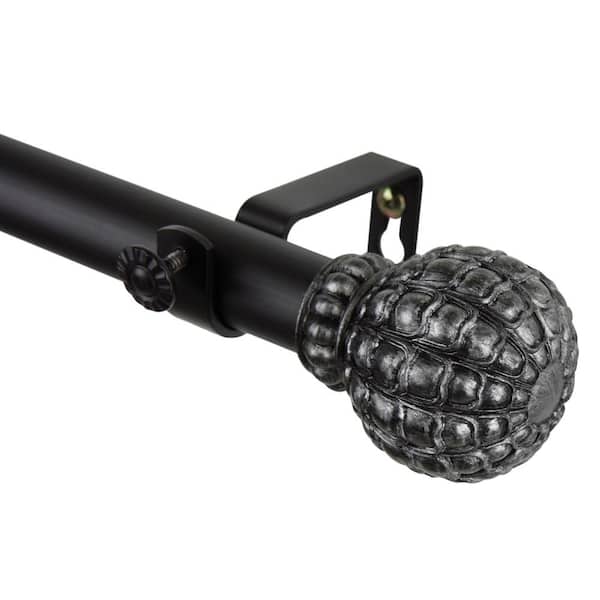 Rod Desyne Pod 160 in. - 240 in. Adjustable 1 in. Dia Single Curtain Rod in Black
