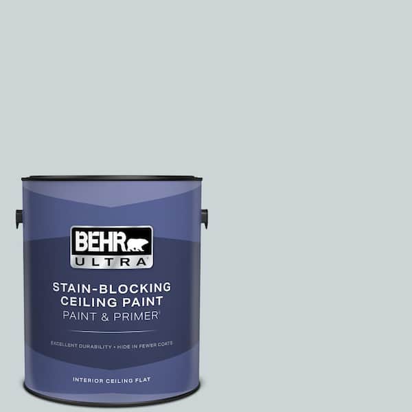 BEHR ULTRA 1 gal. #N470-1 Ash Blue Ceiling Flat Interior Paint with Primer