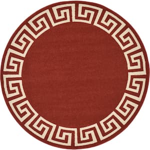 Athens Modern Burgundy 6' 0 x 6' 0 Round Rug