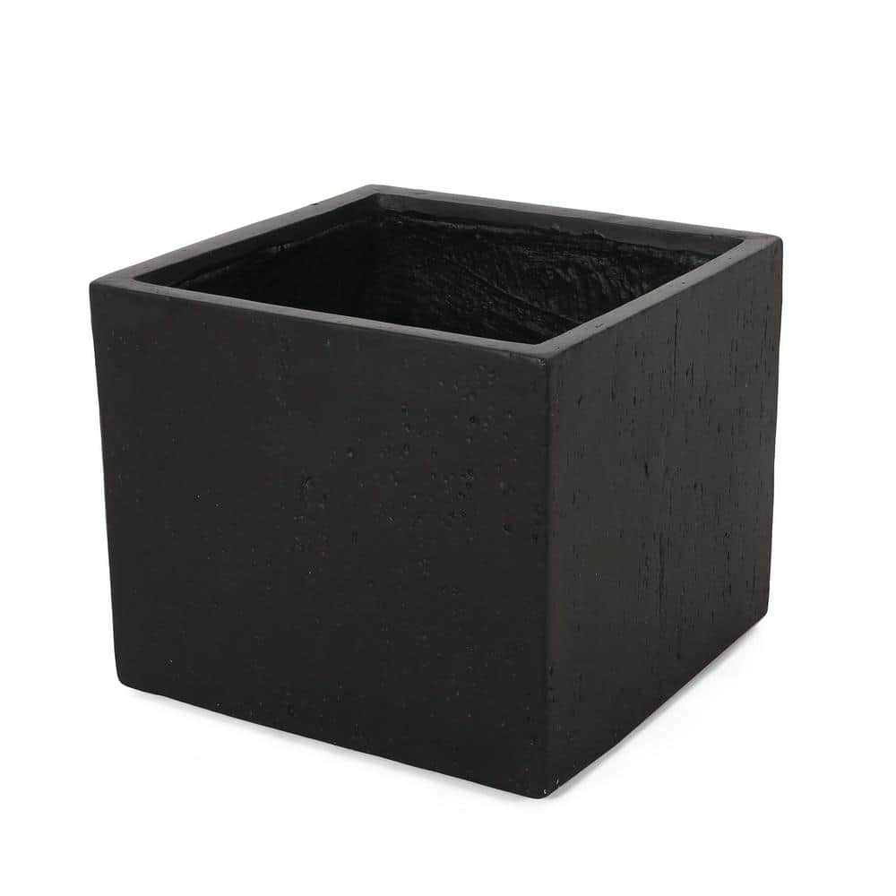 Black Outdoor Magnesium Oxide Large Square Planter 21.5 in. x 21.5 in. x 18