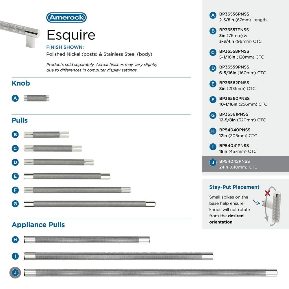 Polished Nickel and Stainless Steel 24-inch Modern Appliance Pull