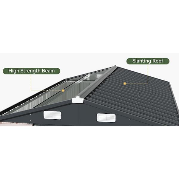 Sizzim 8 x 12 ft. Black Metal Storage Shed with Lockable