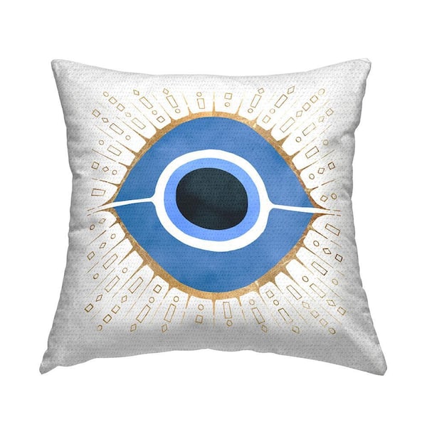 Blue Spiritual Evil Eye Pattern Symbol Blue Square Outdoor Throw Pillow