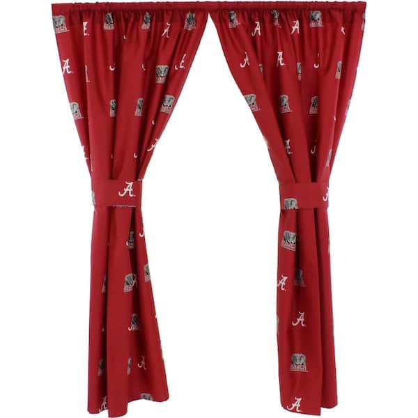 College Covers 42 in. W x 63 in. L Alabama Crimson Tide Cotton With Tie Back Curtain in Red (2 Panels)