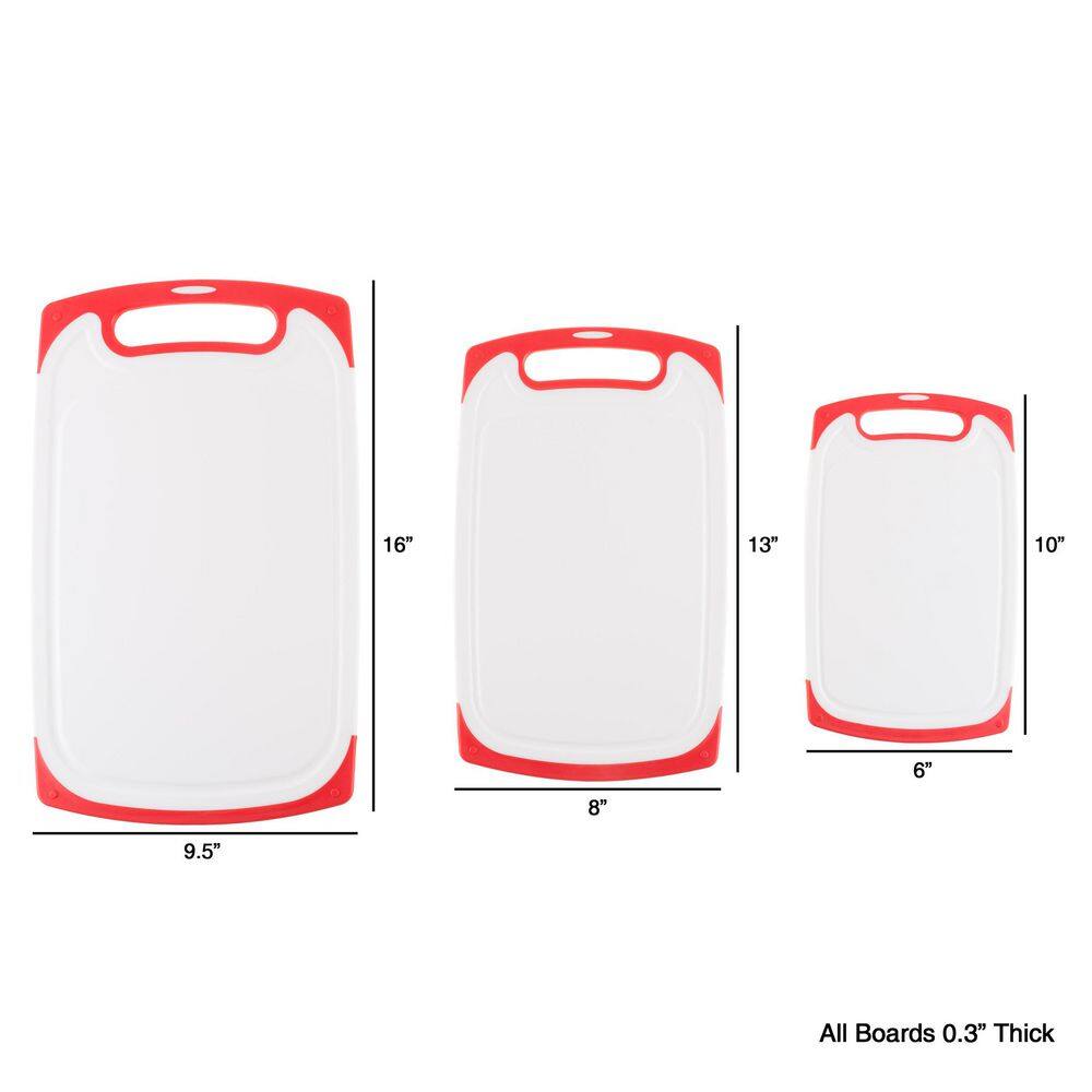3-Peace Plastic Cutting Boards, Red - thumbnail 5