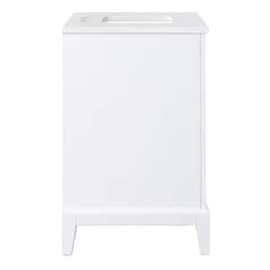 Shaelyn 37 in W x 22 in D x 34.78 in H Single Sink Freestanding Bath Vanity (L) White with White Quartz Engineered  Top