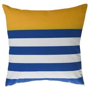 Dann Foley Yellow, White, Navy Blue 8 in. x 24 in. Throw Pillow