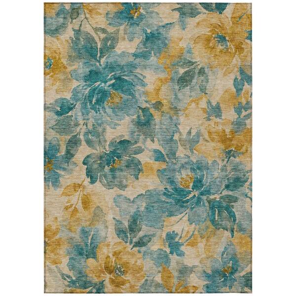 Chantille Machine Washable Indoor/Outdoor Abstract ACN3022 Teal 10 ft. x 14 ft. Area Rug