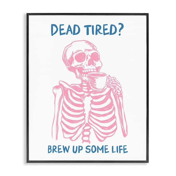 Brew Up Life Skeleton by JJ Design House LLC 1 Piece Black Framed Food Giclee Art Print 30 in. x 24 in.