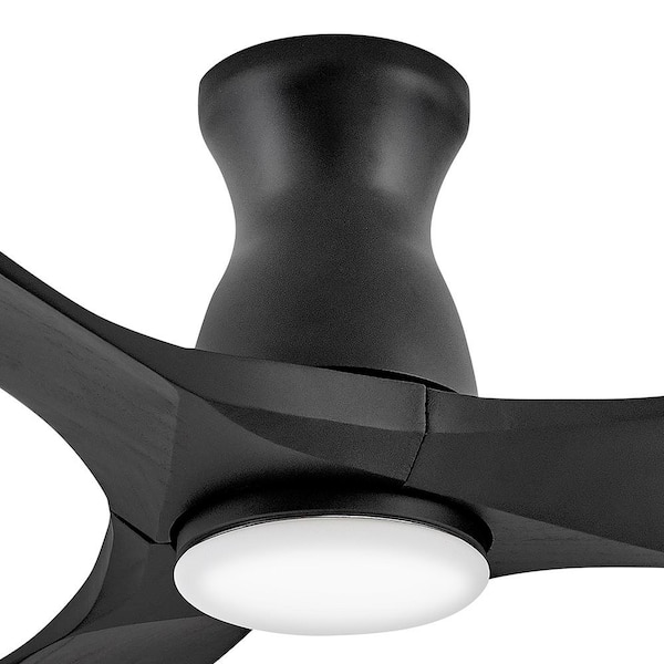 HINKLEY - Swell Flush Illuminated 56.0 in. Indoor/Outdoor Integrated LED Matte Black Ceiling Fan with Remote Control