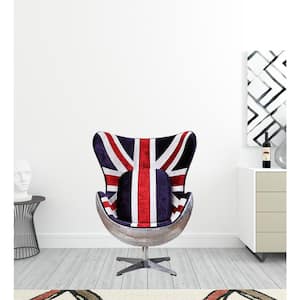 Amelia 46 in. Red White and Blue Velvet Occasional Chair with Swivel
