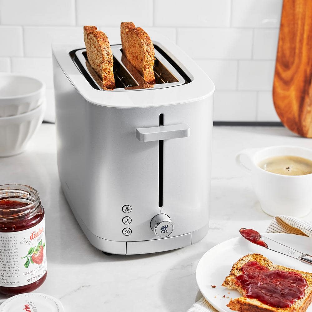 Silver Digital 2-Slice Toaster with Wide Slot and Crumb Tray