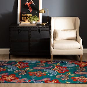 Whinston Teal 2 ft. x 5 ft. Machine Washable Paisley Runner Rug