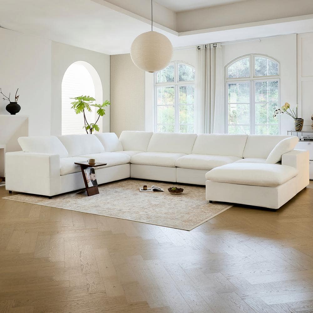 160 in. Square Arm Fabric L-Shaped(V-Shaped) Removable Covers Sectional Sof