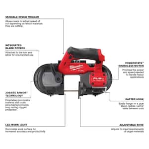 M12 FUEL 12V Lithium-Ion Cordless Compact Band Saw with 3 in. Cut Off Saw (2-Tool)