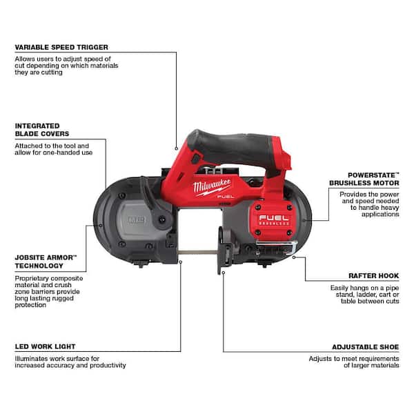 Milwaukee M12 FUEL 12-Volt Lithium-Ion Brushless Cordless 16-Gauge Variable Speed Nibbler, Compact Band Saw and 3 in. Cut Off Saw