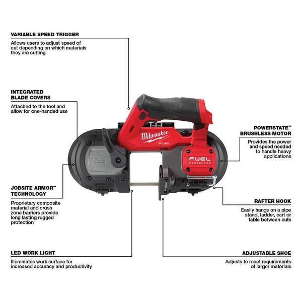Milwaukee M12 FUEL 12V Lithium-Ion Brushless Cordless 5/8 in. SDS-Plus  Rotary Hammer Kit with M12 FUEL Compact Band Saw 2416-21XC-2529-20 The  Home Depot