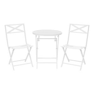 Mix and Match White Folding Metal Slat Outdoor Dining Chairs (2-pack)