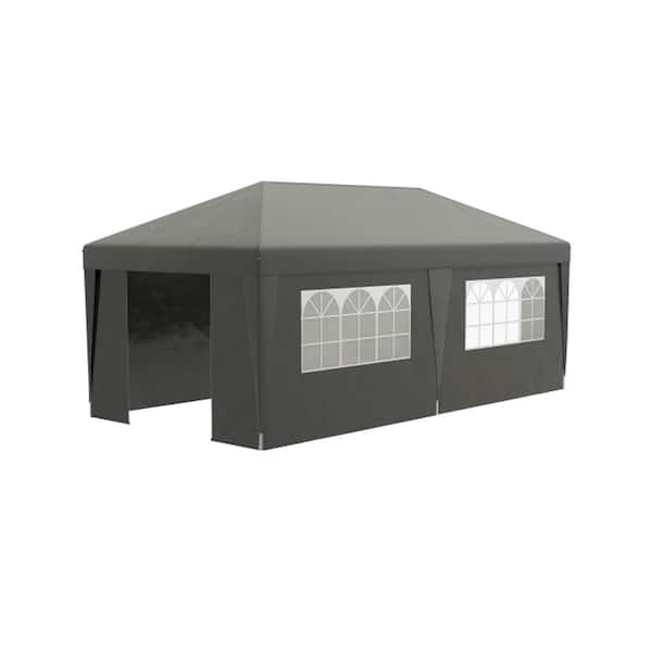 ITOPFOX 10 ft. x 19.5 ft. Outdoor Steel Event/Party Pop Up Tent Canopy with Sidewalls and Adjustable Height in Gray